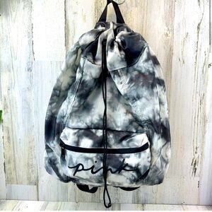 Victoria's Secret PINK Packable Backpack Tie Dye Black, White, Gray.